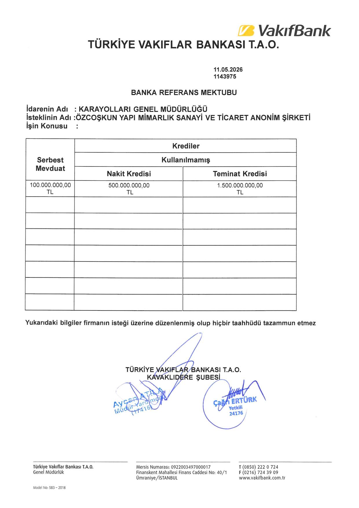 Vakıfbank finans referans görseli